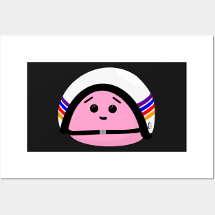 Mochi with riding helmet Posters and Art